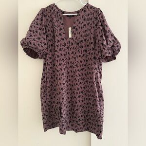 Madewell Tillie Puff Sleeve mini dress in shadow blooms